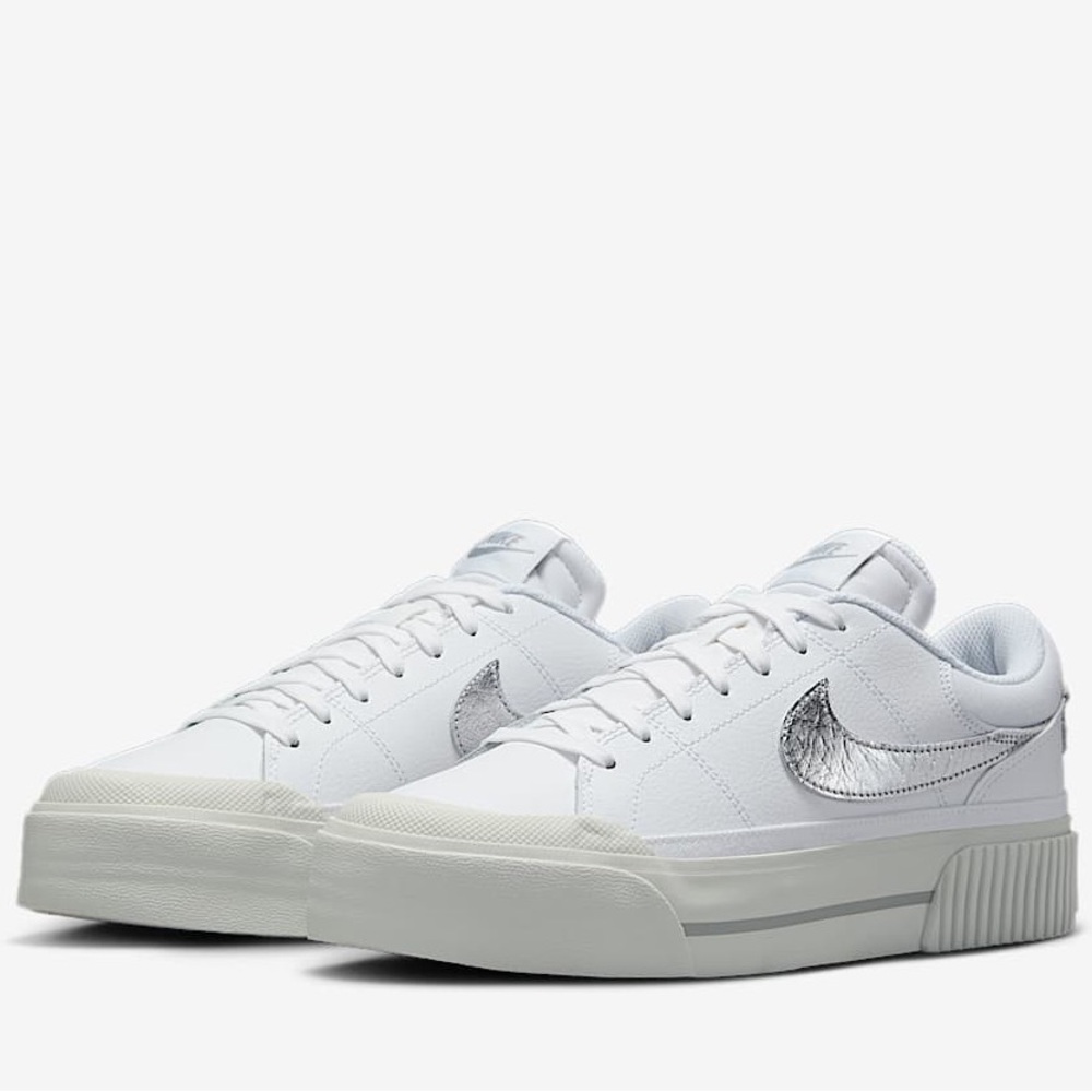 Nike Women's Platform Shoes in White and Silver